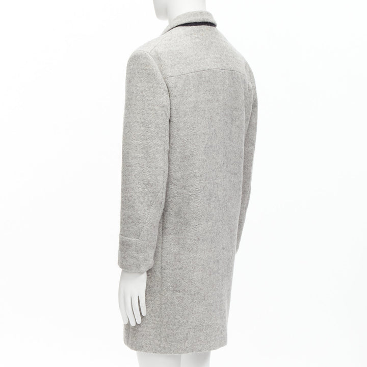 JIL SANDER grey virgin wool mohair alpaca blend minimalist coat IT48 M