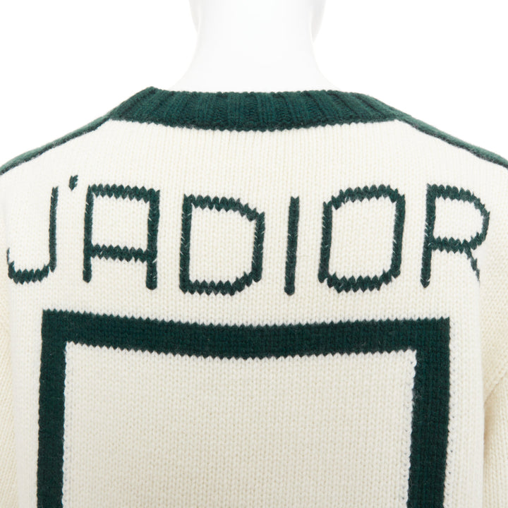 CHRISTIAN DIOR C'est Non cream green wool cashmere oversized sweater FR34 XS