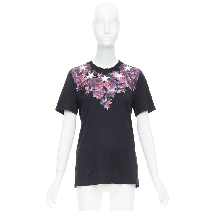 GIVENCHY Riccardo Tisci purple flower white star black tshirt XS