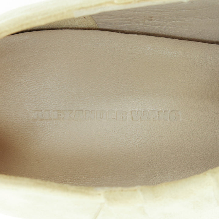 ALEXANDER WANG 2009 Runway light grey ruched suede clear lucite heel bootie EU37