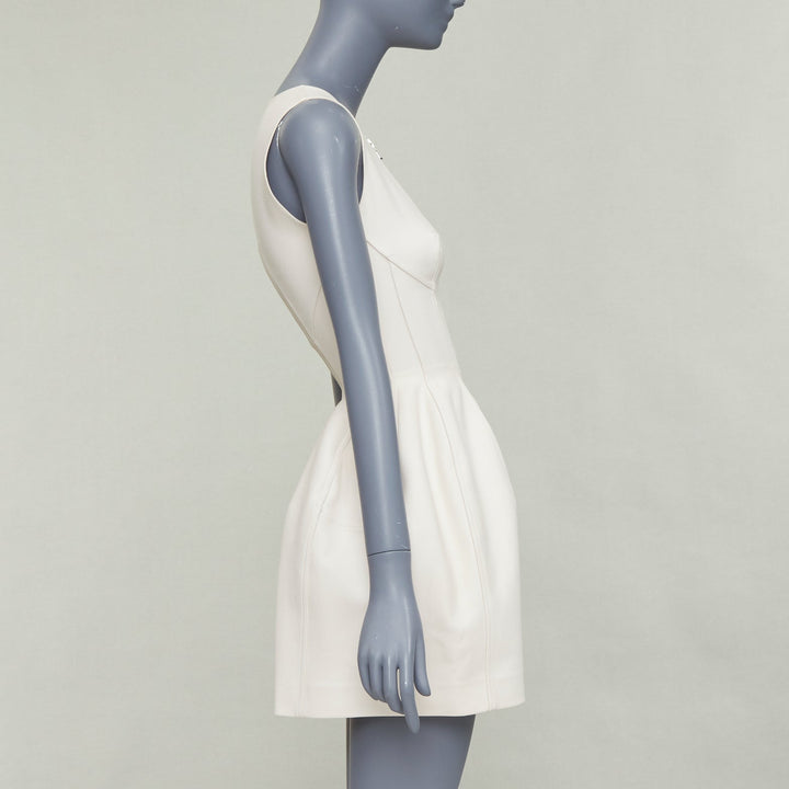 ALAIA ivory cotton 2 way zip front boned  bubble tulip dress FR36 S