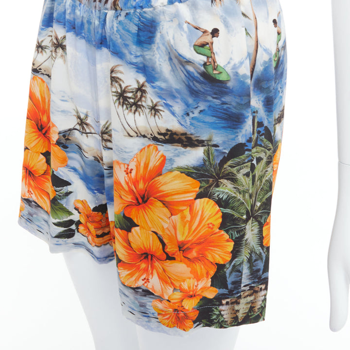 STELLA MCCARTNEY orange flower Hawaiian surfer print silk boxer shorts pant IT36