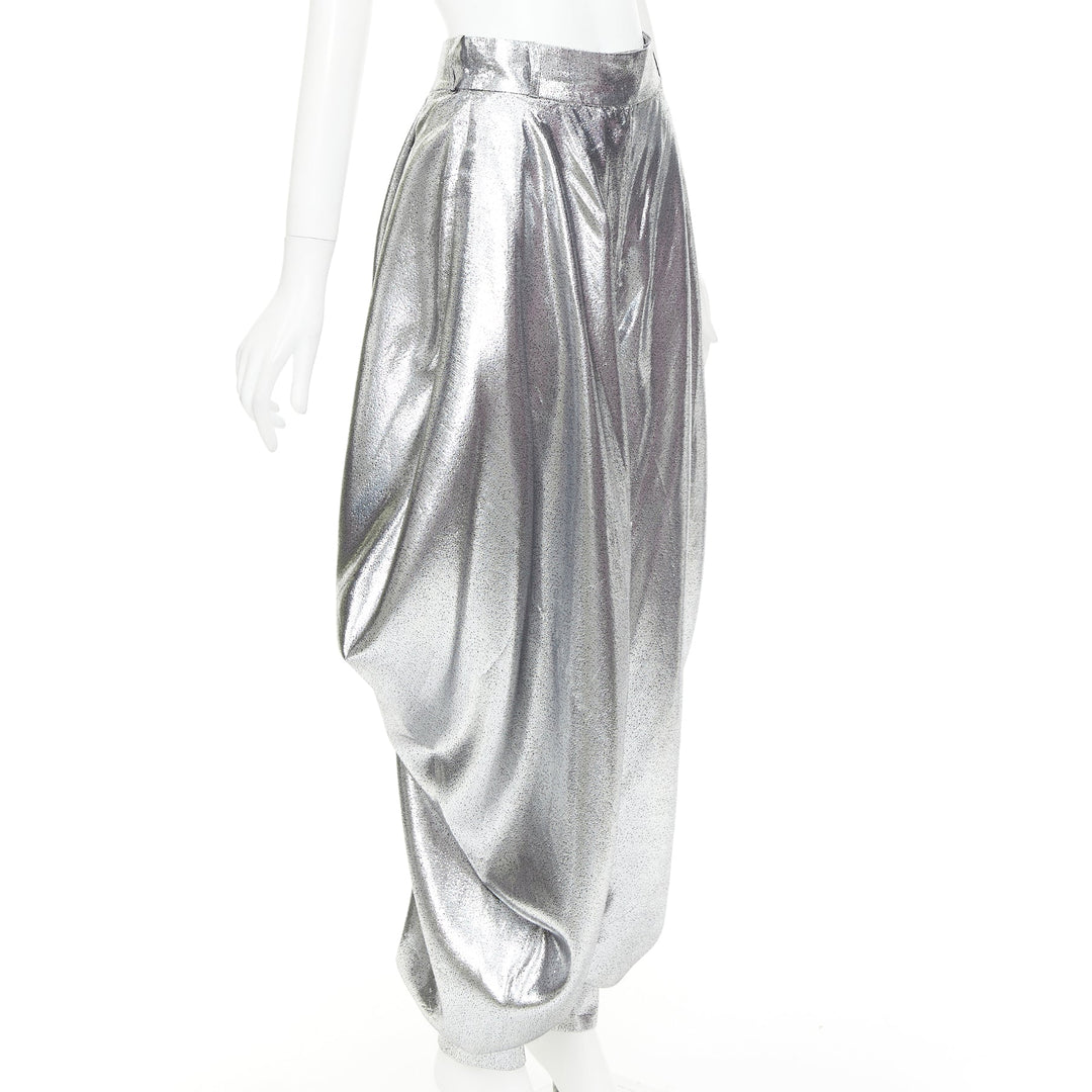 ALEXANDRE VAUTHIER COUTURE SS2021 Runway silver lame halter bloomer pants set