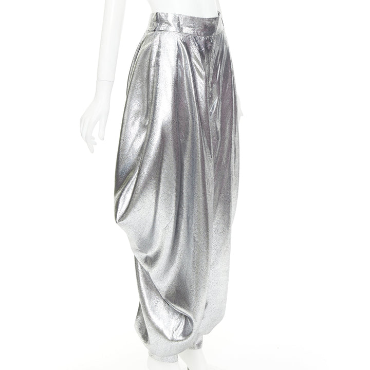 ALEXANDRE VAUTHIER COUTURE SS2021 Runway silver lame halter bloomer pants set