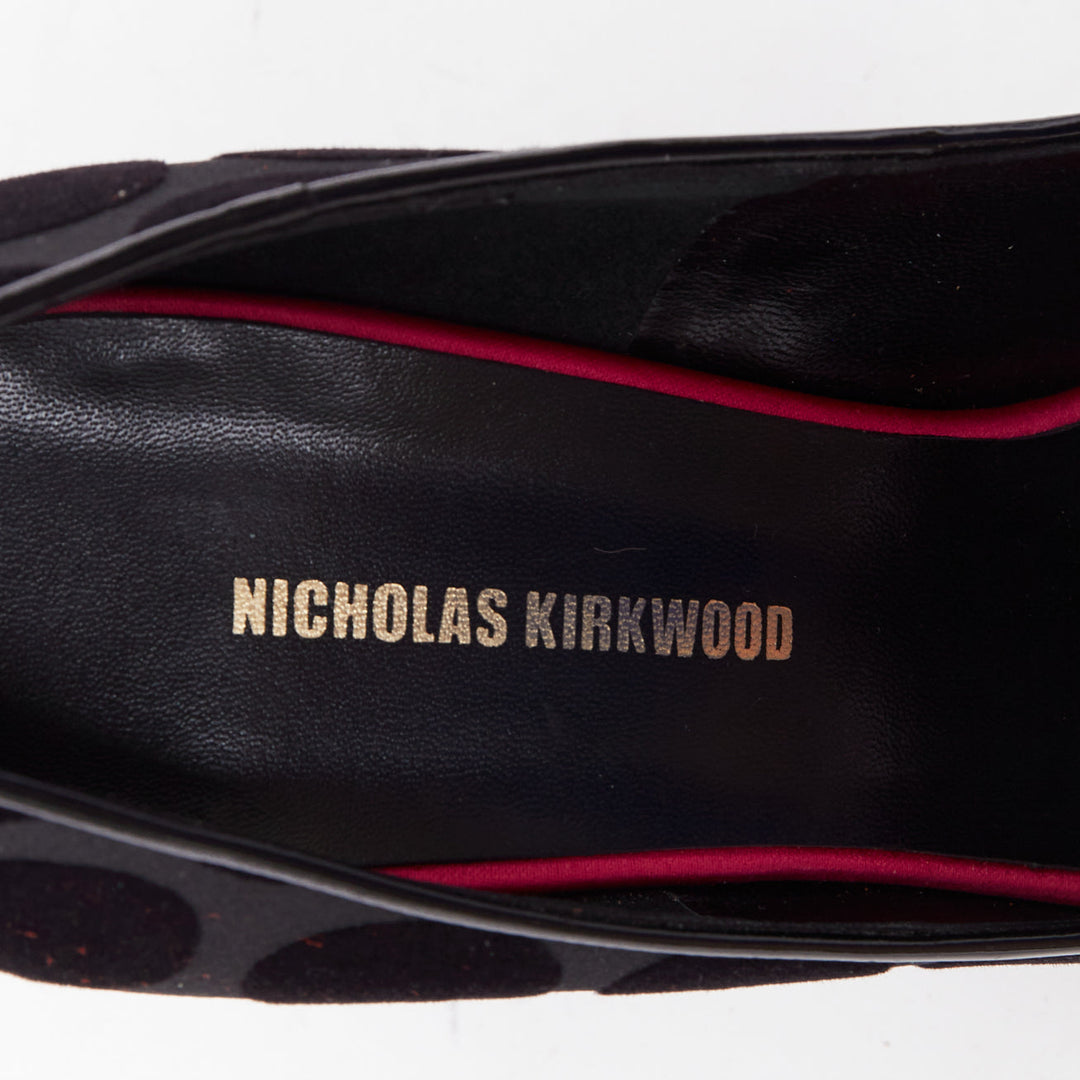 NICHOLAS KIRKWOOD Casati black velvet polka dot pearl platform pumps EU37.5