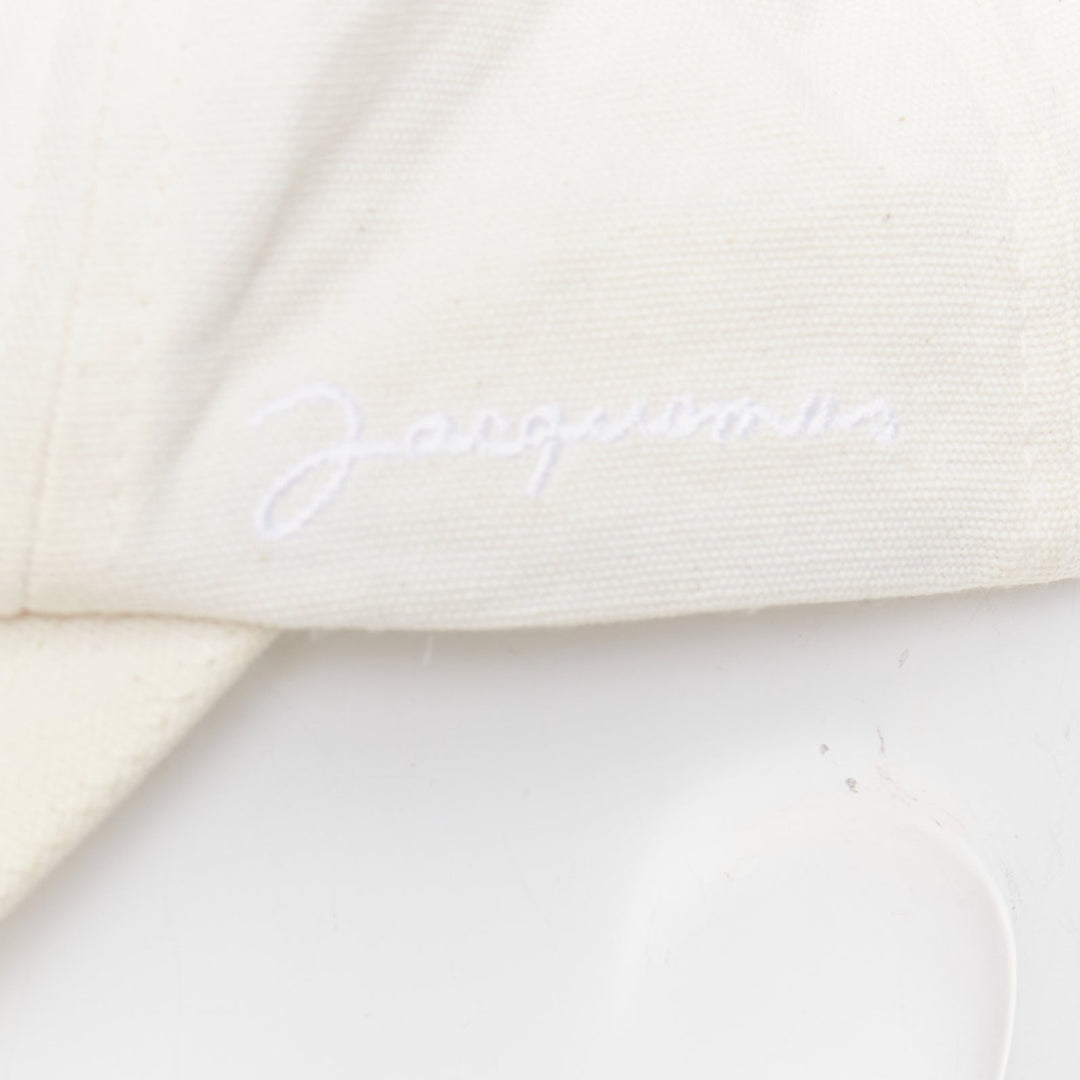 JACQUEMUS cream cotton white embroidered logo baseball cap hat 56cm