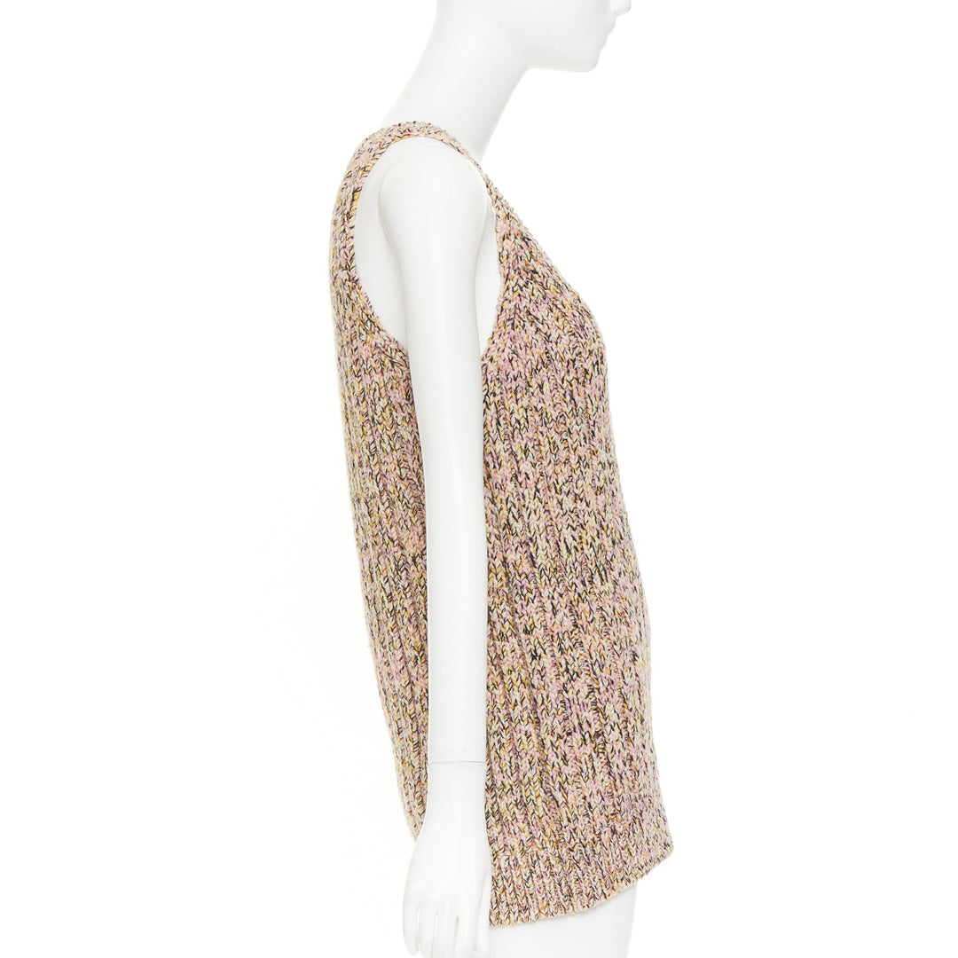 GUCCI 2024 pink marl chunky wool blend knit scoop neck tank tunic S