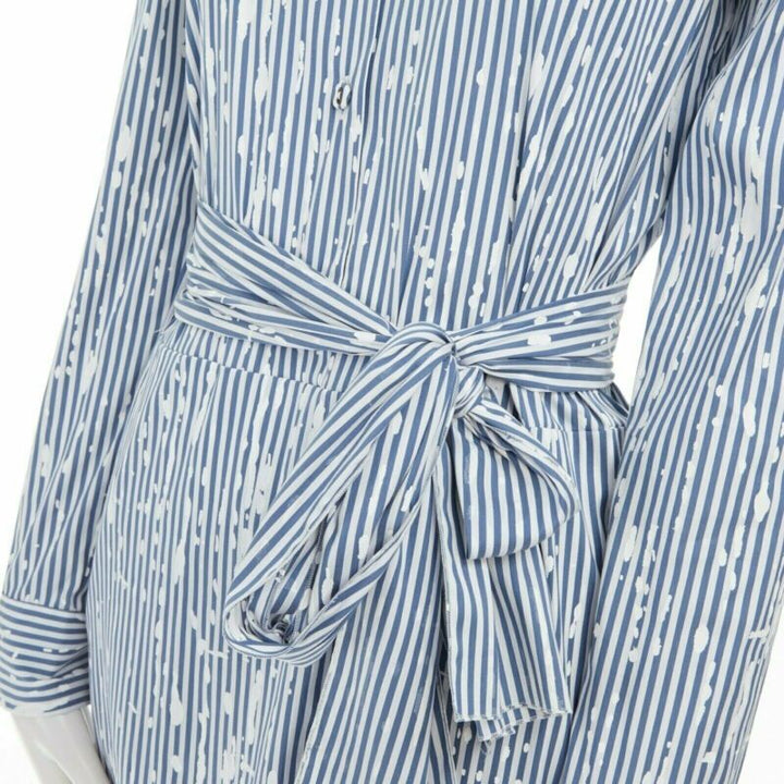 TOMAS MAIER cotton blend blue white splatter print belted casual dress US0 XS