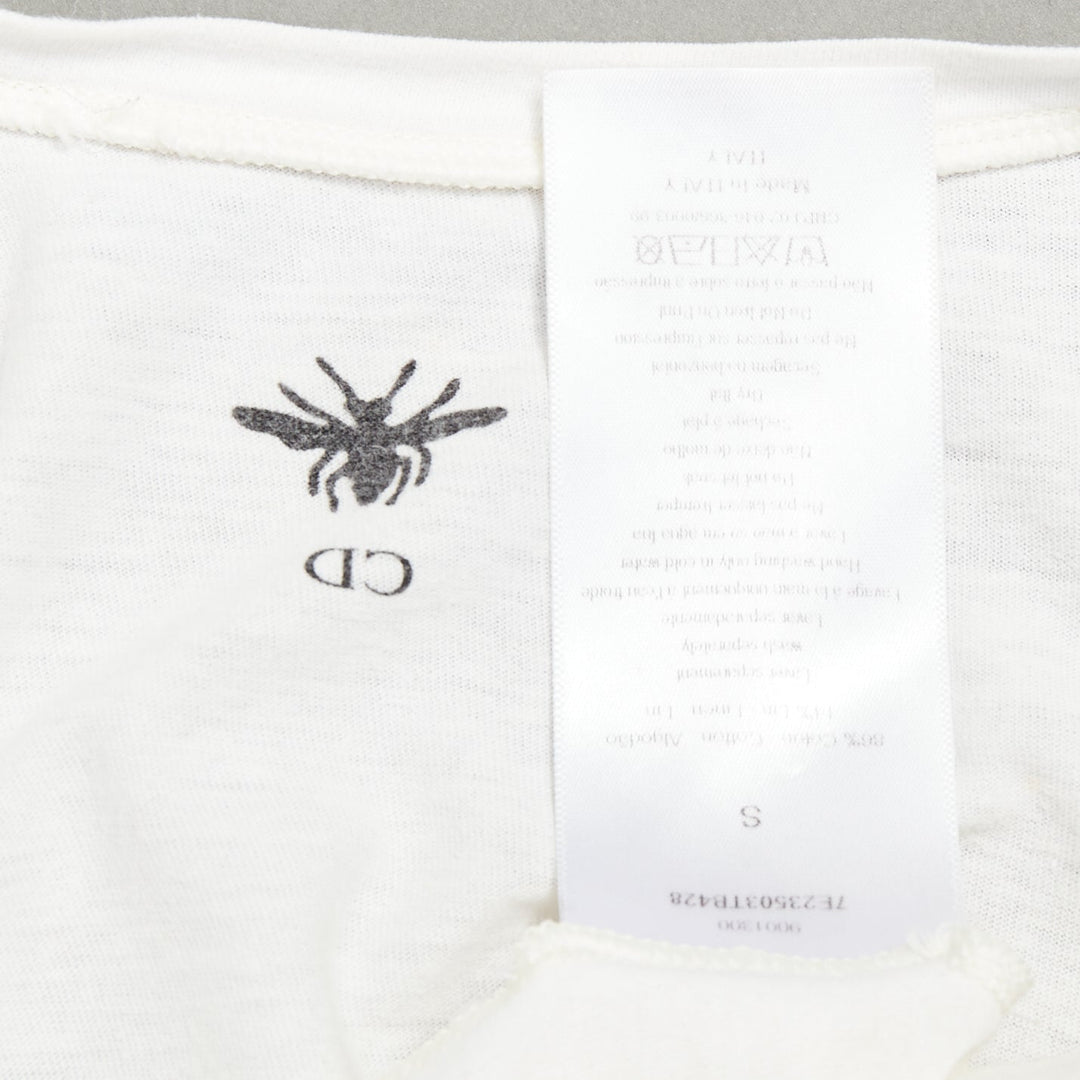 CHRISTIAN DIOR Dio(r)evolution cream grey cotton linen washed white tshirt S