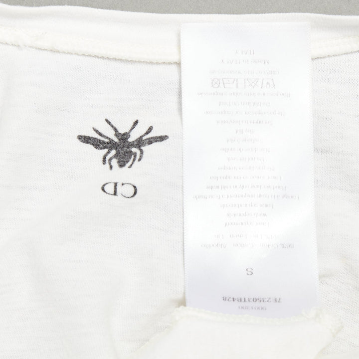 CHRISTIAN DIOR Dio(r)evolution cream grey cotton linen washed white tshirt S