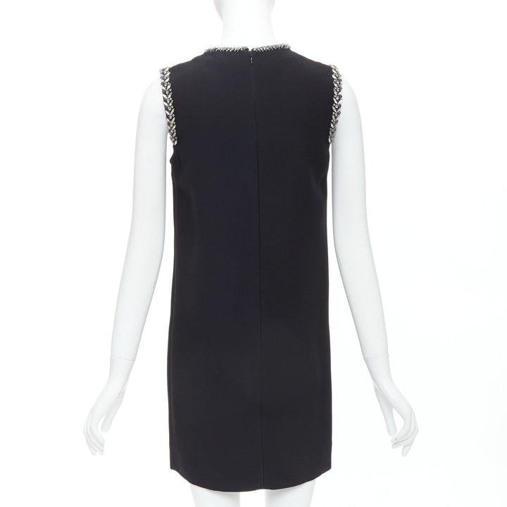 MIU MIU 2014 black blue clear rhinestone embellished shift dress IT38 XS