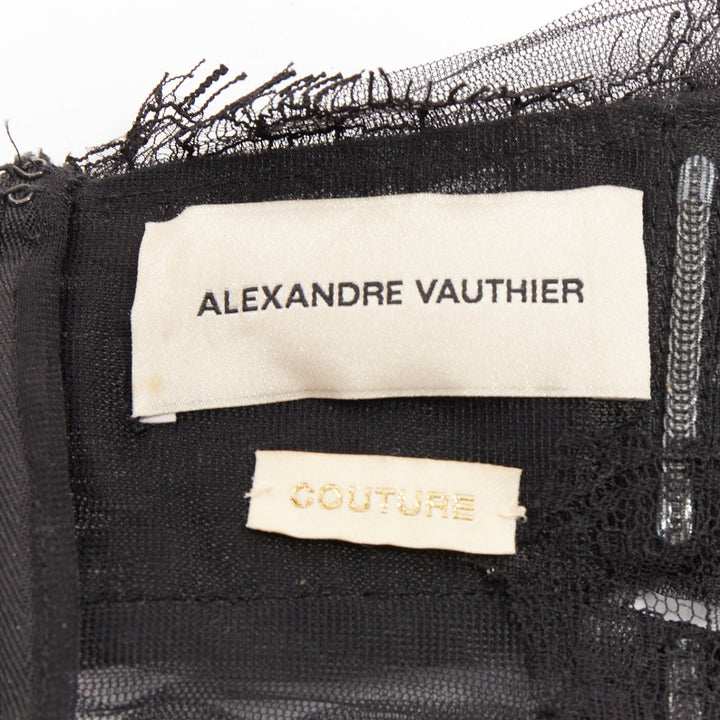 rare ALEXANDRE VAUTHIER COUTURE AW2022 Runway Lognon pleated lace ruffle dress