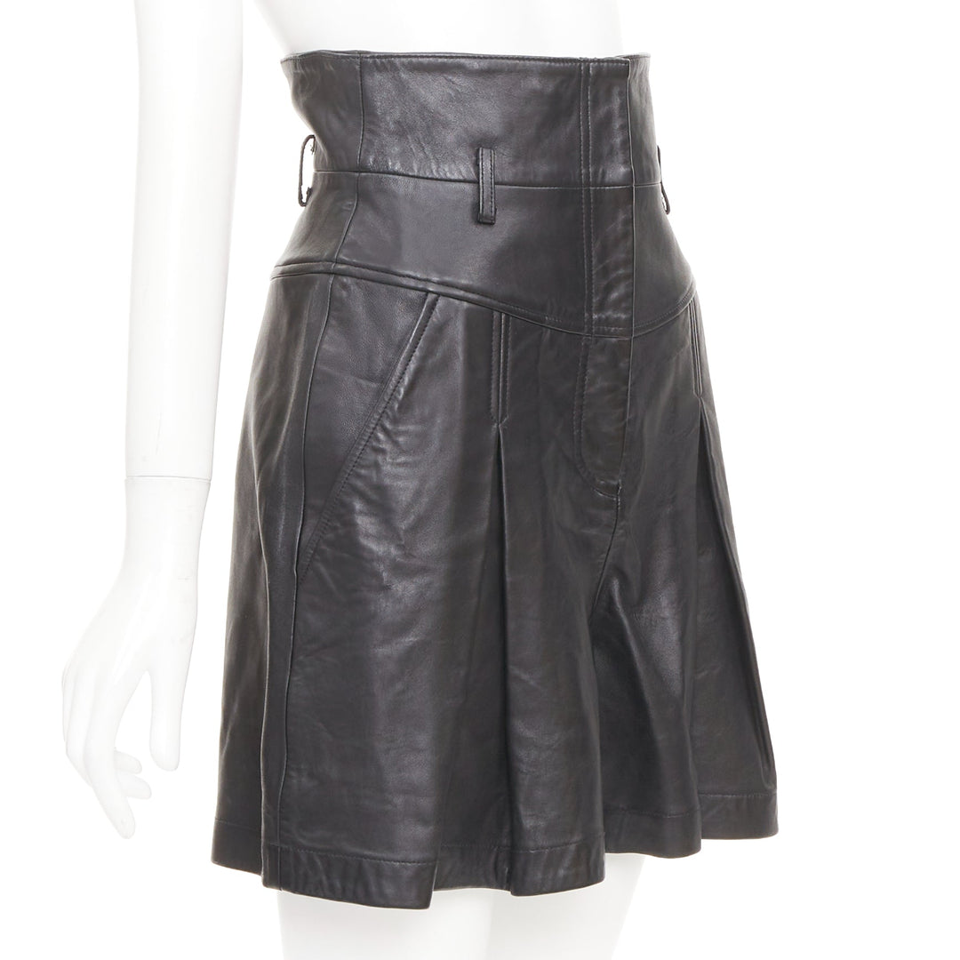 ALBERTA FERRETTI Giacca high waisted black sheep leather culottes IT38 XS