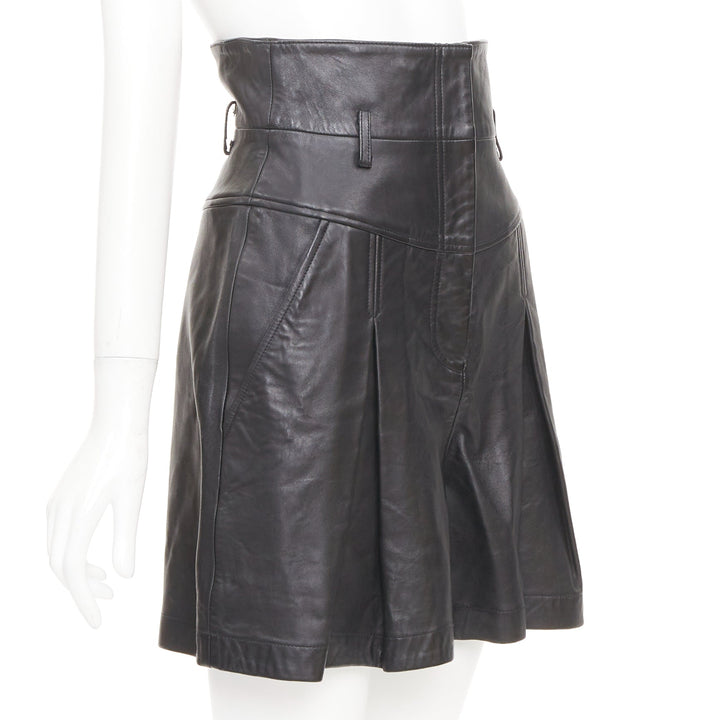 ALBERTA FERRETTI Giacca high waisted black sheep leather culottes IT38 XS