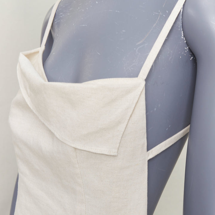 JACQUEMUS 2020 Runway La Robe Saudade cotton linen draped maxi dress FR34 XS
