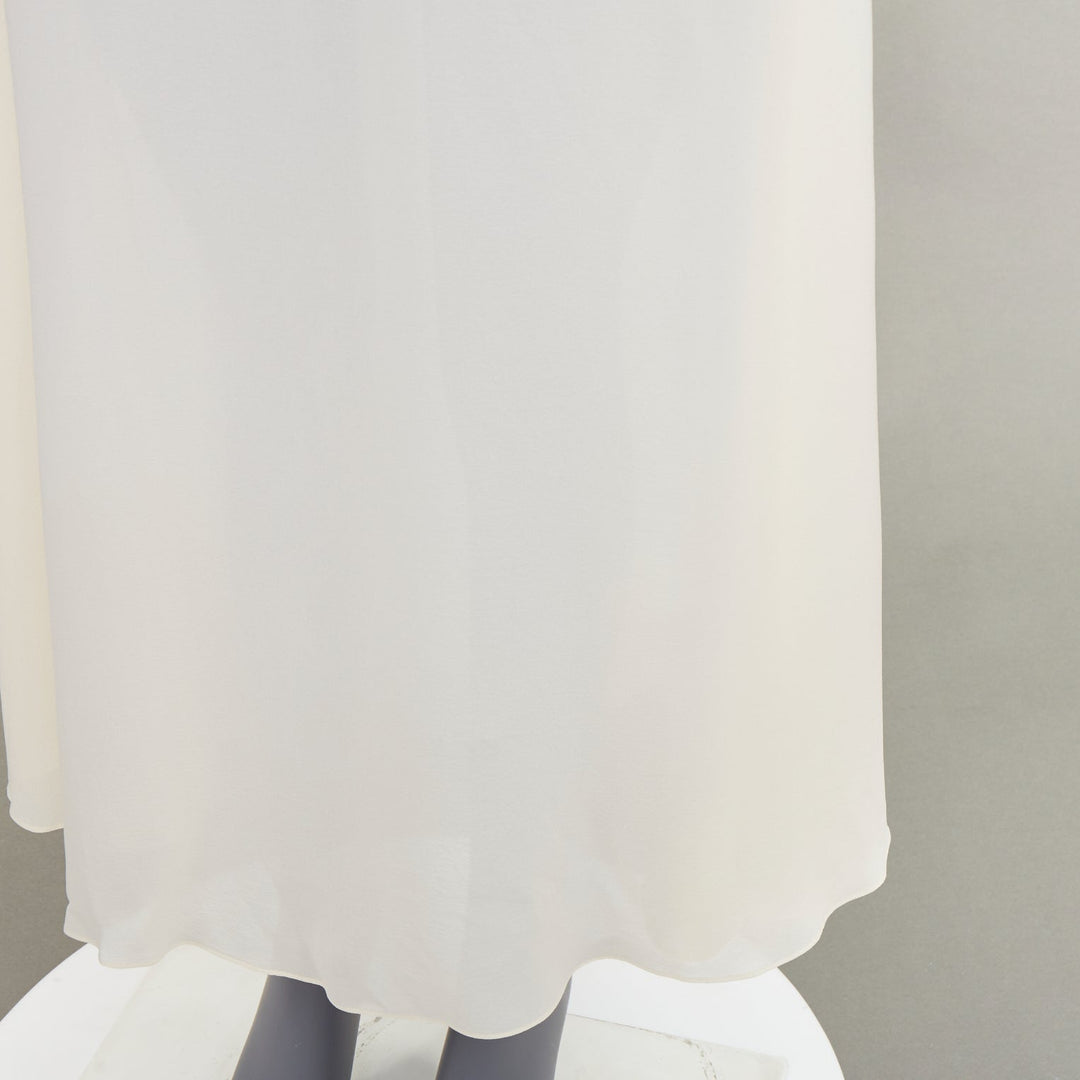 CHRISTIAN DIOR 100% silk ivory semi sheer  A-line slip lining midi skirt FR38 M