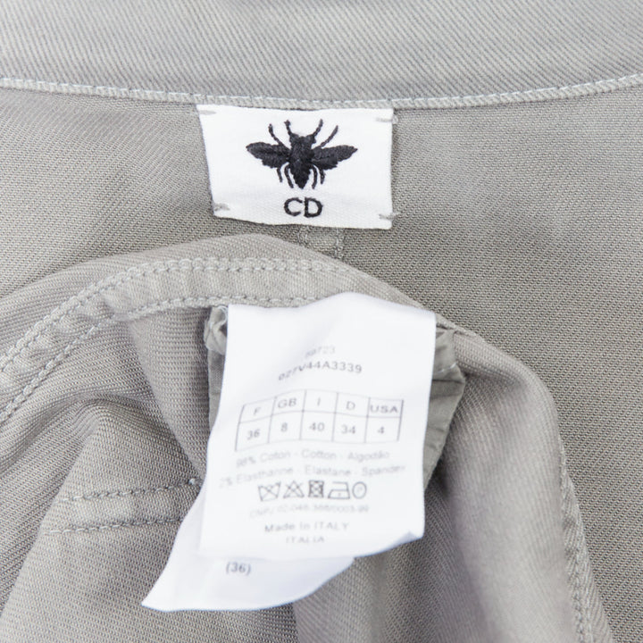 CHRISTIAN DIOR grey cotton denim CD bee logo chore jacket FR36 S