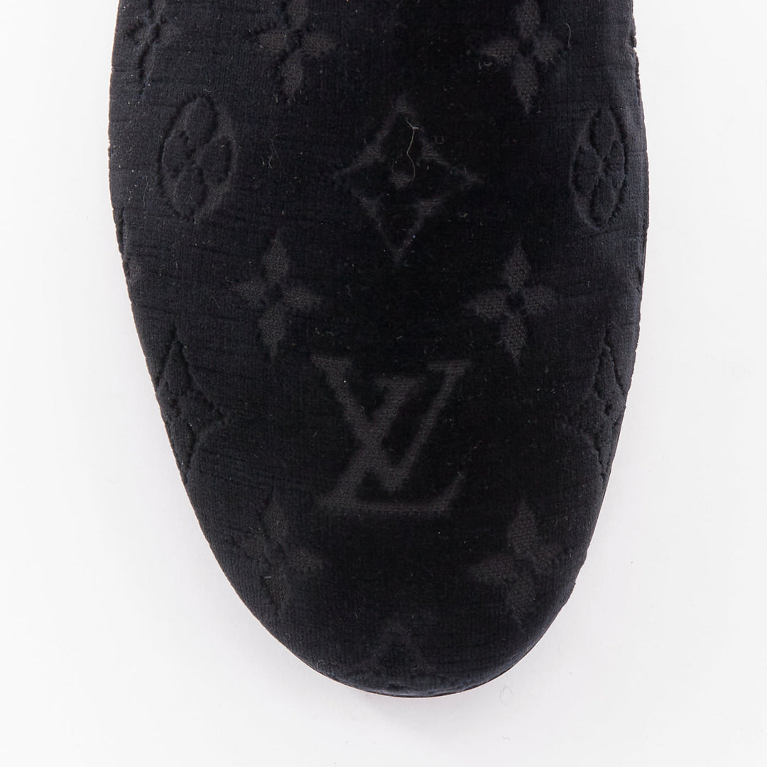 LOUIS VUITTON Auteuil Velvet Monogram Smoking Slipper tux loafer shoes UK6