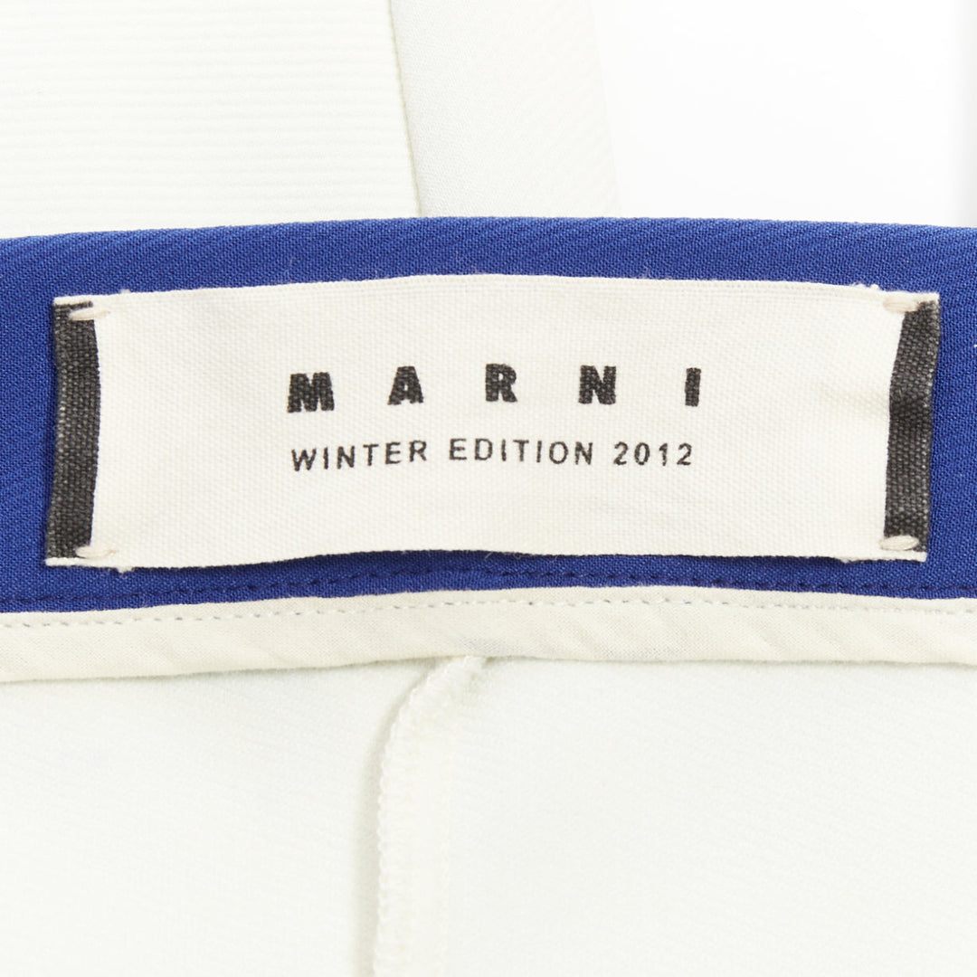 MARNI 2012 electric blue cream stretchy cropped riding pants IT40 S