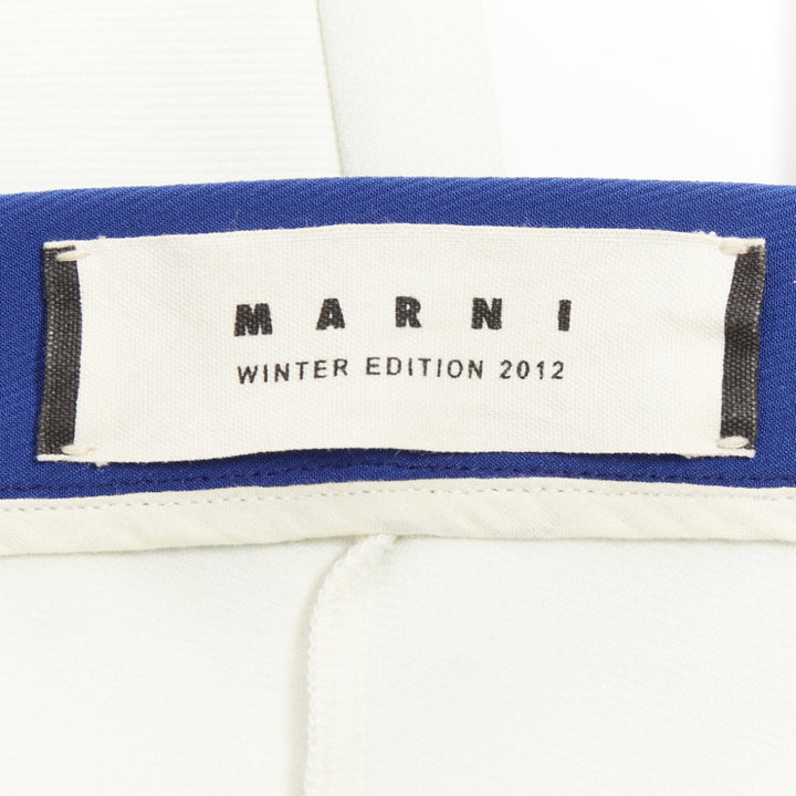 MARNI 2012 electric blue cream stretchy cropped riding pants IT40 S
