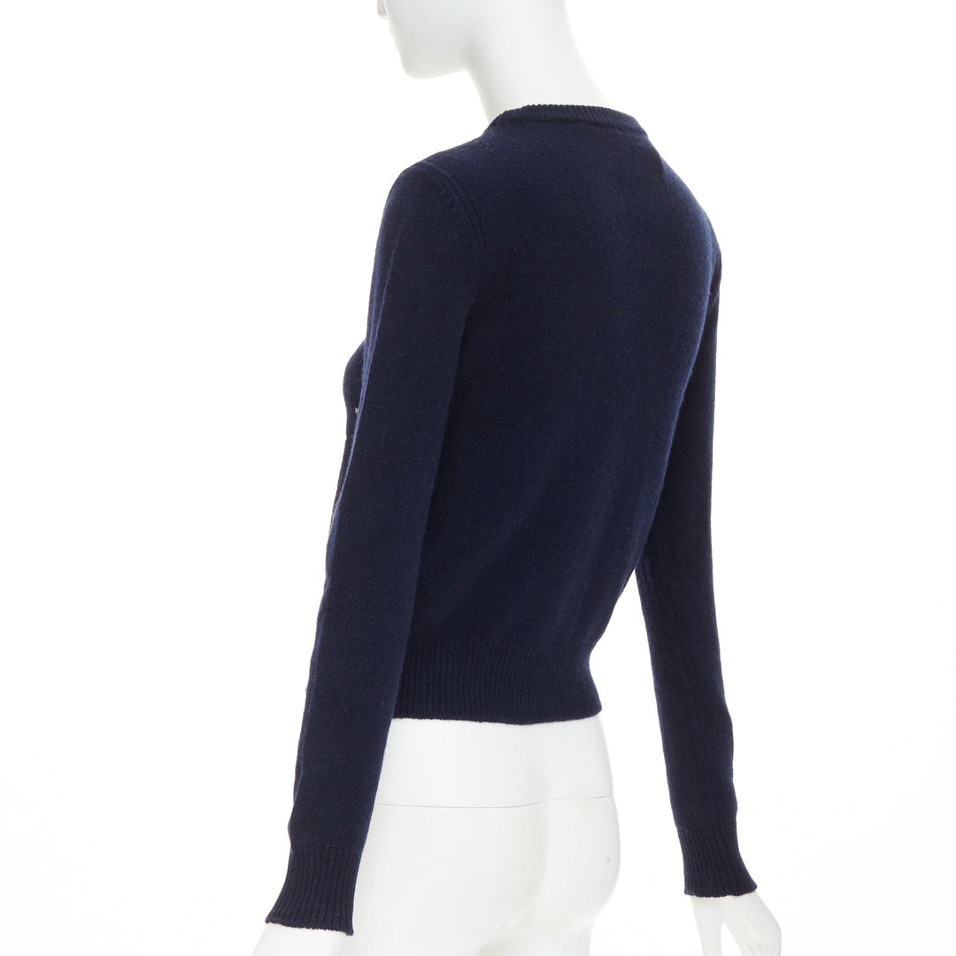 ALBERTA FERRETTI 2019 navy gold cashmere lurex We Come From Stars sweater IT38