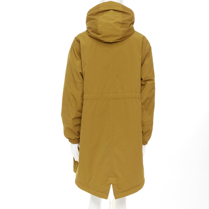 ACNE STUDIOS Oil Yellow Ozzy nylon drawstrings plaid hood fishtail parka FR48 M