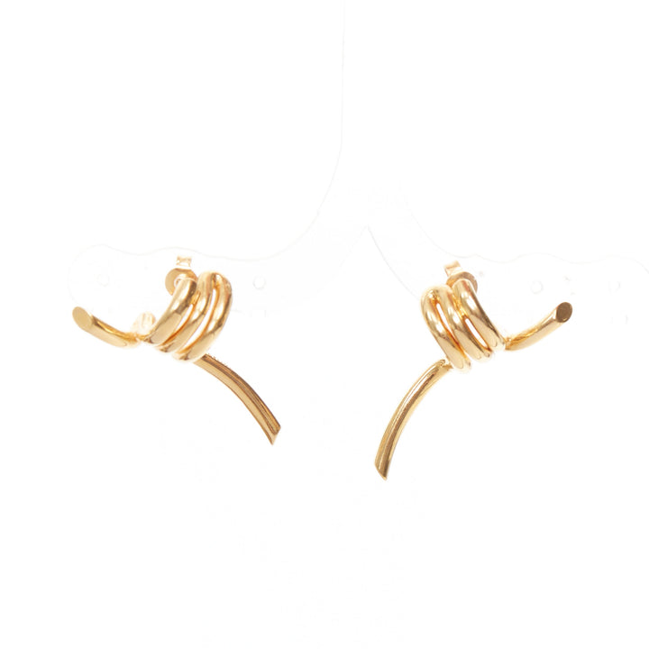 OLD CELINE Phoebe Philo Barbele Cuff gold brass twist barb wire pin earring Pair