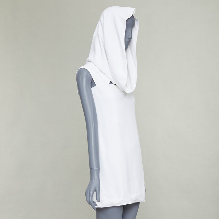 FERRAGAMO Maximilian Davis 2023 Runway Bridal white hood crepe mini dress IT40 S