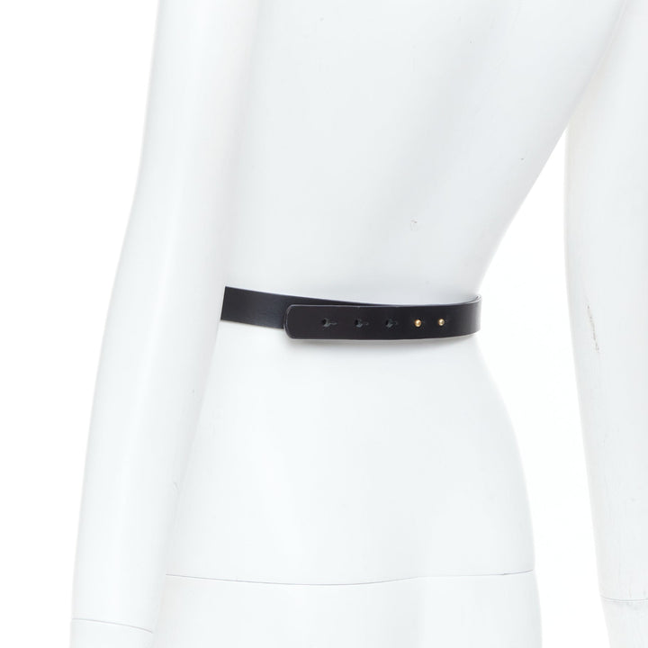 MAISON RABIH KAYROUZ gold bar plate smooth leather skinny waist belt 80cm