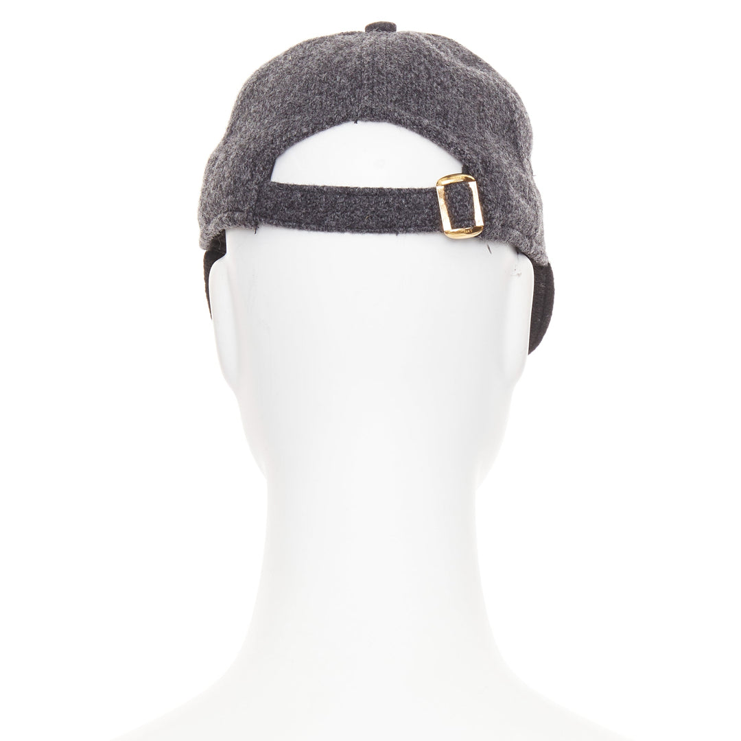CELINE Triomphe Baseball Cap grey black two-tone wool white curved brim cap M