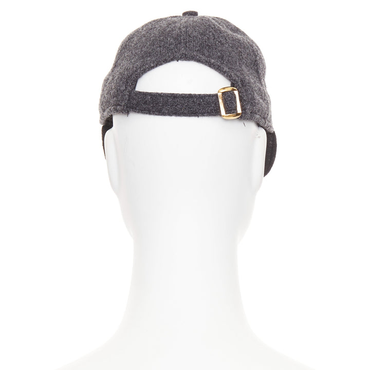 CELINE Triomphe Baseball Cap grey black two-tone wool white curved brim cap M