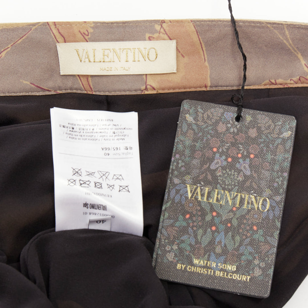 VALENTINO 2016 Runway Prairie sheepskin leather pleated lace midi skirt IT40 S