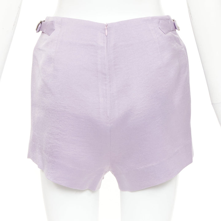 DZOJCHEN lavender purple satin double breasted belted blazer short set XS