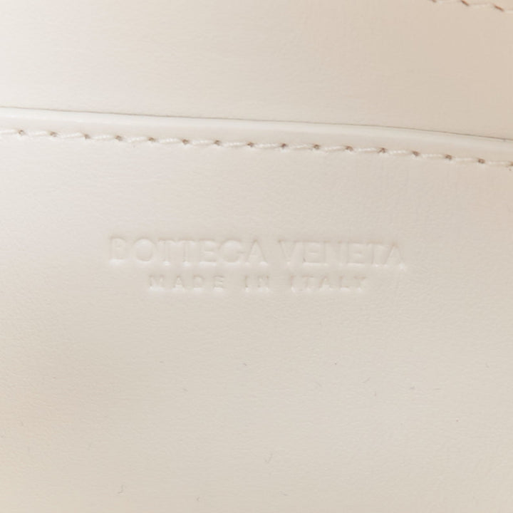 BOTTEGA VENETA Mini Cassette white lambskin Maxi Intrecciato crossbody bag