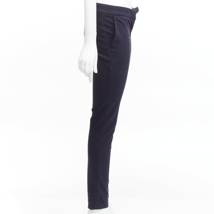 STELLA MCCARTNEY navy cotton blend high waist cropped skinny pants IT36 XXS