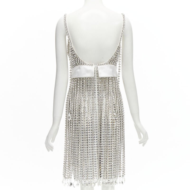 BURBERRY RICCARDO TISCI Runway rhinestone crystal flapper dress UK6 S