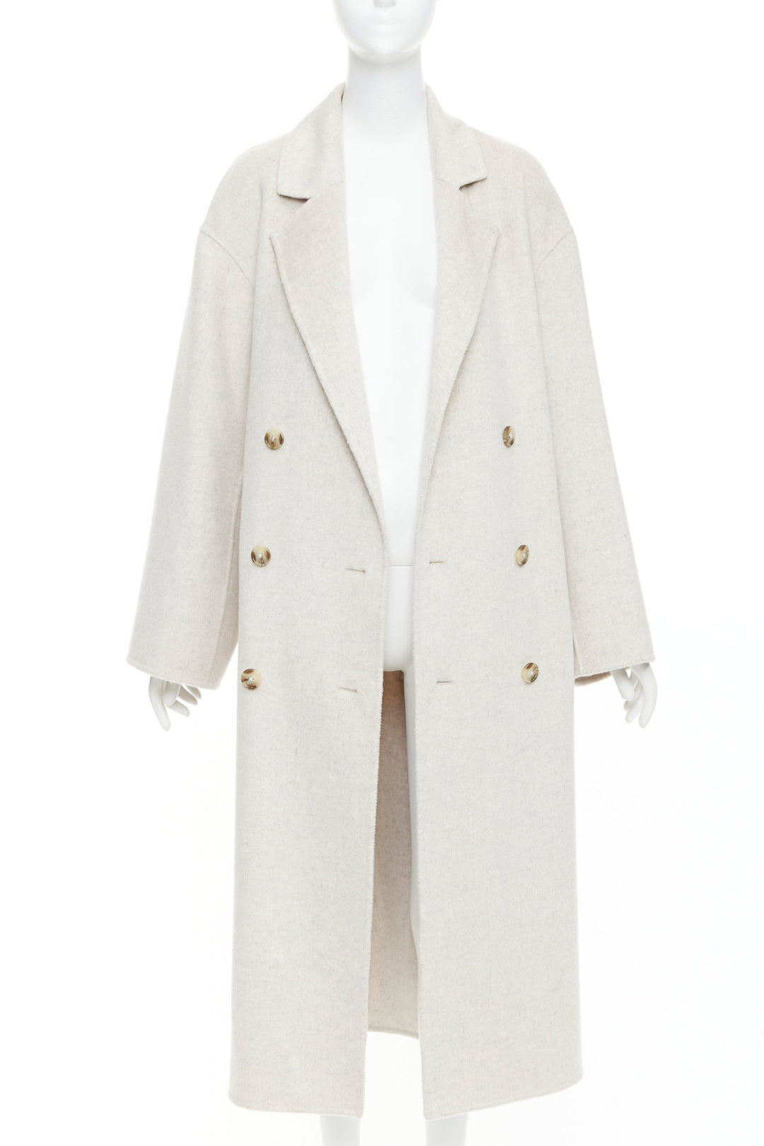 LOU LOU STUDIO Borneo light grey wool cashmere felt double breasted long coat XS