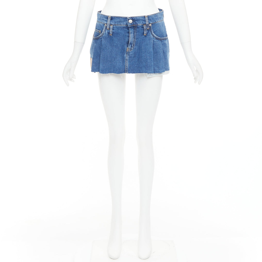 DODO BAR OR Lennon Mini Skirt blue pleated front brown tag short skirt IT34 S
