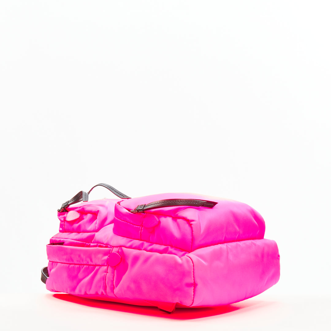 PRADA neon pink Tessuto nylon triangle logo small sling backpack bag