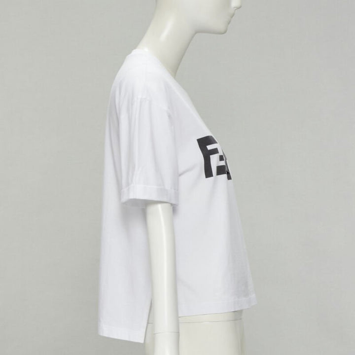 FENDI ROMA black bead embellished FF Zucca logo white tshirt S