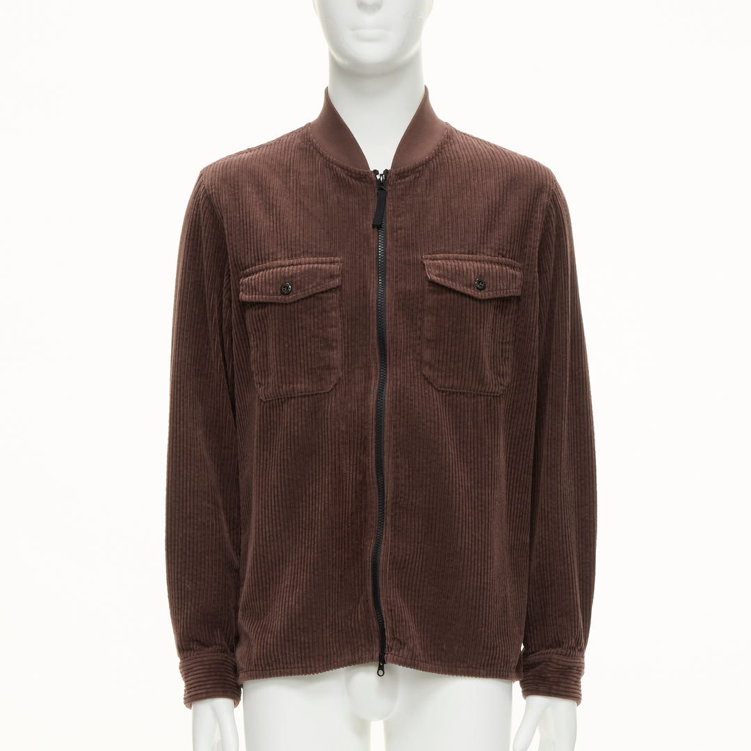 STONE ISLAND brown corduroy trucker pocket zip up bomber jacket M