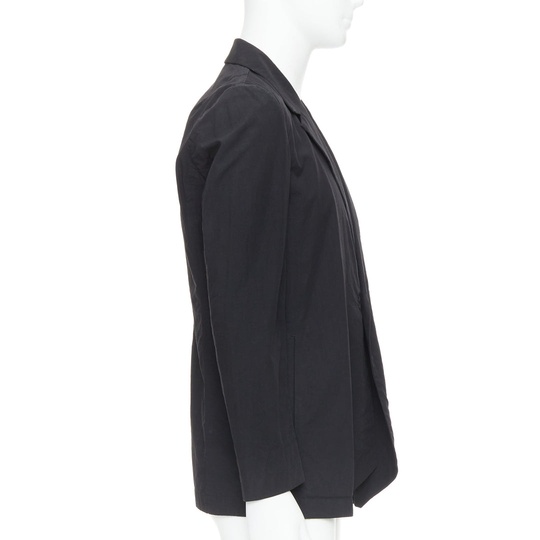 ATTACHMENT Kazuyuki Kumagai black cotton angular hem relaxed blazer JP3 L