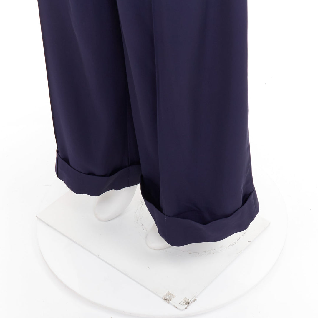 TOGA PULLA navy rayon western decorative buckles rolled hem wide pants IT38 XS