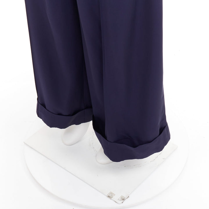 TOGA PULLA navy rayon western decorative buckles rolled hem wide pants IT38 XS