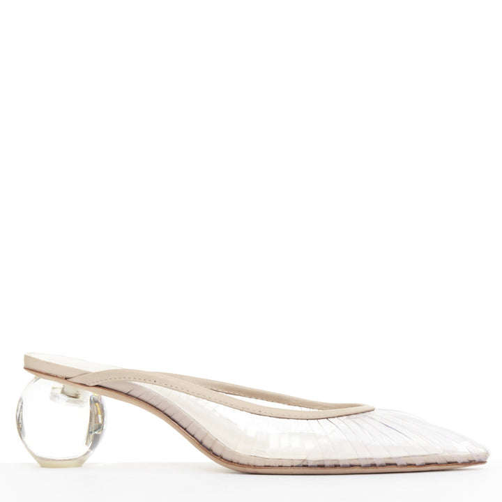 CULT GAIA Alia clear PVC bauble heel vinyl nude leather trim mules EU35