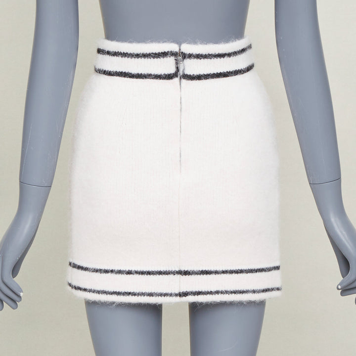 DOLCE GABBANA 2022 DG Knitted Skirt white alpaca cashmere logo skirt IT38 XXS