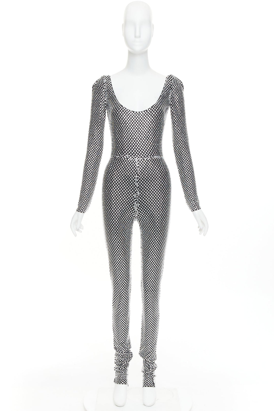 rare ALEXANDRE VAUTHIER COUTURE SS2021 Runway silver crystal scoop neck jumpsuit