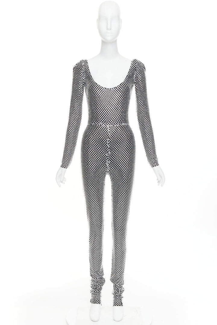rare ALEXANDRE VAUTHIER COUTURE SS2021 Runway silver crystal scoop neck jumpsuit