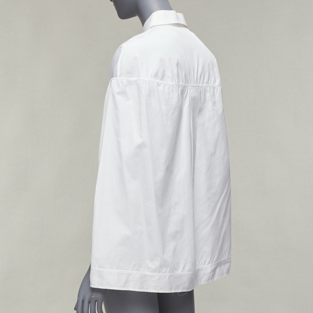 VALENTINO white cotton back yoke capelet sleeves cut out neck shirt IT40 S
