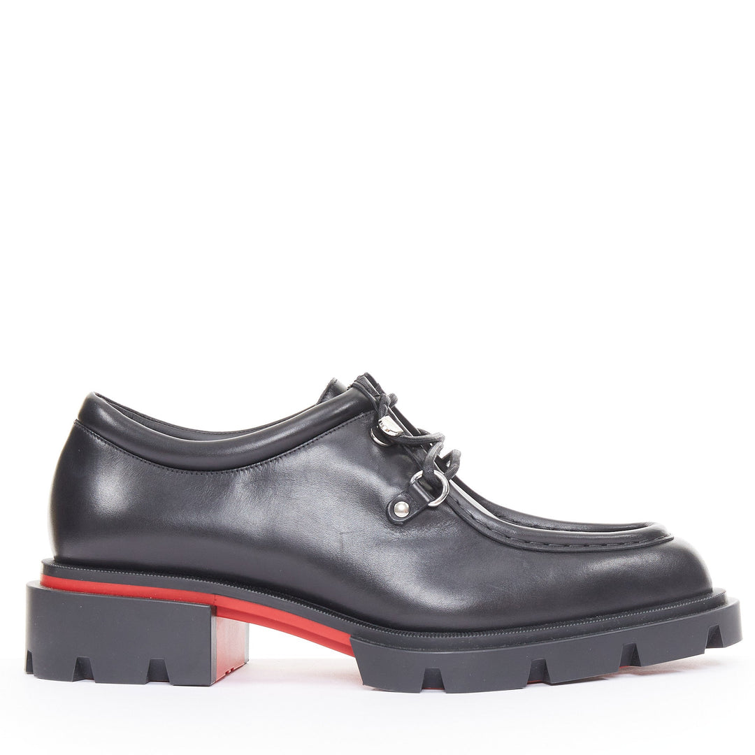 CHRISTIAN LOUBOUTIN Our Pabelito black smooth calf leather lug derby EU43 US10